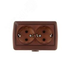 Розетка двойная с/з закрытый корпус керамика вишня(10шт/120шт) Lezard 710-0600-127