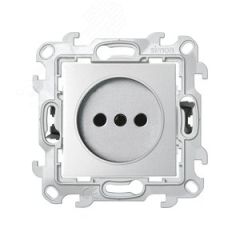 Розетка без заземления со шторками 2Р 16A 250В~ цвета алюминий S24 Harmonie Simon 2450441-033