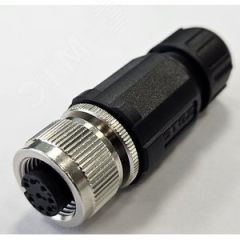 Разъем М12, 8A, гнездовой, пайка, пластиковый, прямой, резьба PG7, кабельная часть СТЭЗ 185200158