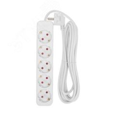 Удлинитель STANDARD 5 гнезд, 5 м, 3х1,0 мм2, с/з, белый REXANT 13-4030