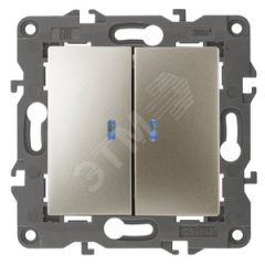 Выключатель двойной с подсветкой, 10АХ-250В, Эра Elegance, шампань,14-1105-04 ЭРА Б0034240