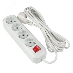 Удлинитель Эксперт 4 гнезда шнур 2м 16А/3.5кВт с выключателем и заземлением ПВС 3х1 EKF UBA16-310-4-02i