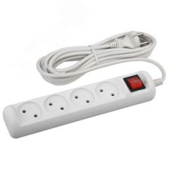 Удлинитель электрический U-4s-5m-2x1 без заземления c выключателем 4 розетки 5 м ПВС 2x1мм2 10А ЭРА Б0044054