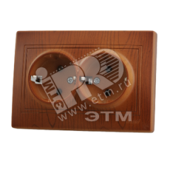 MIRA Розетка двойная с заземлением сосна Lezard 701-0801-127