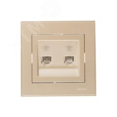 Розетка RAIN телефонная 2-ая евро жемчужно-белый перламутр Lezard 703-3030-138