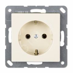 Розетка SCHUKO одинарная (механизм + накладка, без рамки), с заземлением, без шторок, 16A, 250Bт  с пружинными зажимами для проводов до 2,5 мм2. Серия JUNG EP1420