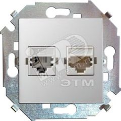 15 Розетка телефонная + компьютерная RJ11+RJ45 категория 5е белый Simon 1591590-030