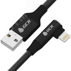 Кабель USB AM на Lightning, 0.7 м., угловой, AL черный Greenconnect GCR-53436