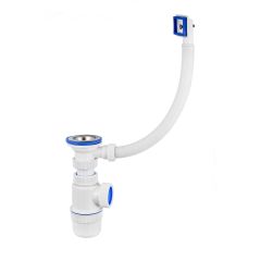 Сифон ЭЛИТ для моек и раковин 1'1/2 x 40 мм с нержавеющей чашкой 70 мм и переливом VIRPlast 30986150