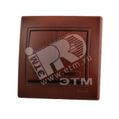 Мира Выключатель двухклавишный с подсветкой вишня Lezard 701-0601-112