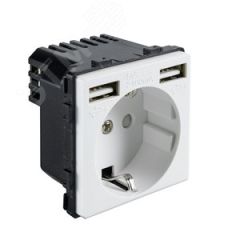 Розетка в рамку с USB-портами белая (47х47мм) Sibling Powersocket-1PW(USB)