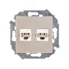 15 Розетка телефонная двойная скрытая 2хRJ11 винтовые зажимы шампань Simon 1591589-034