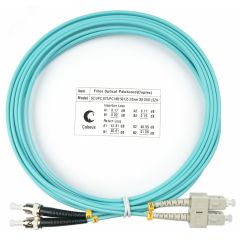 Шнур оптический duplex 3м SC-ST 50/125 мм OM3 LSZH Cabeus FOP-50-SC-ST-3m