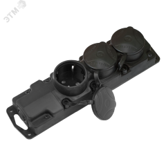 Беларусь Розетка тройная переносная каучук с защитными крышками 2P+E 1х16А IP45 БелТИЗ Р16-381 каучук