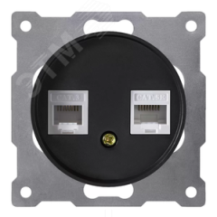 Розетка двойная телефон/компьютер RJ11/RJ45 кат.5e, цвет чёрный (серия Florence) OneKeyElectro 2172817