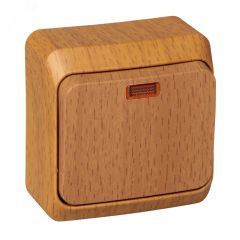 ЭТЮД Выключатель одноклавишный наружный с подсветкой бук сх.1 SE (Systeme) BA10-005T