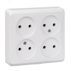 ЭТЮД Розетка четырехместная наружная без заземления без шторок 16А 250B белая SE (Systeme) PA16-205B