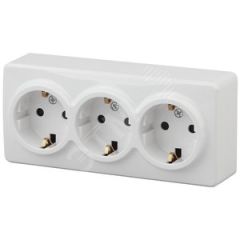 Розетка 3х2P+E Schuko со шторками, 16A-250В, ОУ, Эра Эксперт, белый, 11-2209-01 ЭРА Б0020703