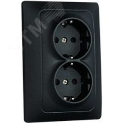 GUSI Bravo МЕХАНИЗМ Розетки двойной с заземлением с защитной шторкой, скрытая установка, 16А, 250В. Цвет графит GUSI Electric С10Р6-010