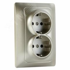 GUSI Bravo МЕХАНИЗМ Розетки двойной с заземлением с защитной шторкой, скрытая установка, 16А, 250В. Цвет шампань GUSI Electric С10Р6-027