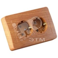 Розетка двойная скрытая с заземлением со шторками дуб HEGEL РС16-352-05