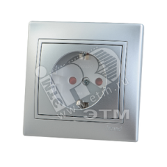 Мира Розетка с защитой от детей керамика металлик серый с вставкой Lezard 701-1010-124