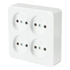 Розетка четырехместная квадратная б/з 250В 10А серия София белый STEKKER STEKKER MST10-14S-01 49309