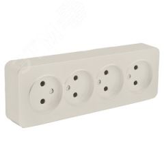 Розетка четырехместная б/з 250В 10А серия София слоновая кость STEKKER STEKKER MST10-14-04 49503