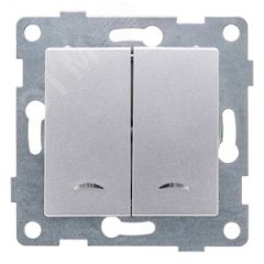 GUSI Ugra механизм выключателя 2кл. (инд), скрытая  установка,  10А, 250В. Цвет: серебро. GUSI Electric С11В28-004