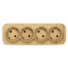 Розетка четырехместная серия IONICH, с/з, о/у, 16А, 220В, сосна Универсал 1457