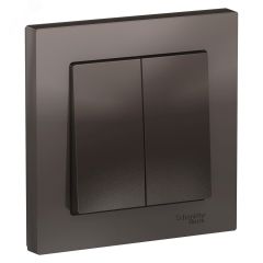 Выключатель двухклавишный ATLASDESIGN схема 5 10АХ в сборе мокко SE (Systeme) ATN000652
