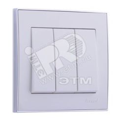 RAIN Выключатель тройной белый с боковой вставкой хром Lezard 703-0225-109