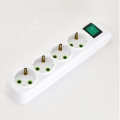 LETITIA Колодка с/з 4 входа с выключателем Lezard 721-0400-402