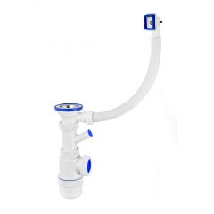 Сифон ЭЛИТ для моек и раковин 1'1/2 x 40 мм с нержавеющей чашкой 70 мм и с двойным отводом для стиральной и посудомоечной машины VIRPlast 30980615