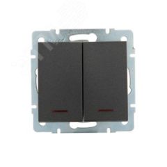 Выключатель RAIN двойной с подсветкой черный графит матовый механизм Lezard 703-4188-112