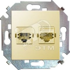 15 Розетка телефонная двойная RJ11 винтовой зажим слоновая кость Simon 1591589-031