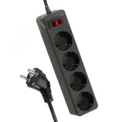 Сетевой фильтр 1,5м 4 гнезд, пвс 3х0,75мм2, черный, КОСМОС КОСМОС FKsm1.5m-4g(B)