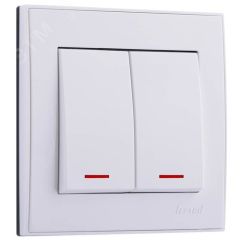 Выключатель RAIN двойной с подсветкой белый Lezard 703-0202-112