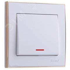 Выключатель RAIN с подсветкой белый с боковой вставкой золото Lezard 703-0226-111