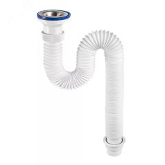 Сифон ЭЛИТ гофрированный с нержавеющей чашкой D70 мм L1200 мм 1'1/2 - D40/50 VIRPlast 30980632