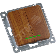 MASTER Выключатель двухклавишный с индикацией, скрытой установки, в рамку, дуб HEGEL ВС10-452-05