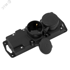 Беларусь Розетка двойная переносная каучук с защитными крышками 2P+E 1х16А IP44 БелТИЗ Р16-415 каучук