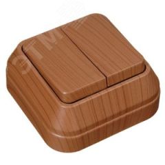 Выключатель двухклавишный накладной орех Makel 45403