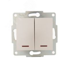 KARINA Выключатель двойной с подсветкой жемчужно-белый перламутр  (10шт/120шт) Lezard 707-3088-112