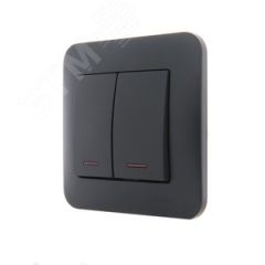 KARINA Выключатель двойной с подсветкой чёрный бархат  (10шт/120шт) Lezard 707-4288-112