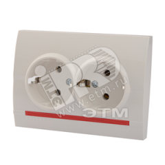 DERIY Розетка двойная с заземлением ПБТ белый Lezard 702-0202-127