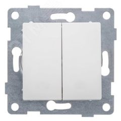 GUSI Ugra МЕХАНИЗМ Выключатель двухклавишный, скрытая установка, 10А, 250В. Цвет серебро. GUSI Electric С11В2-028