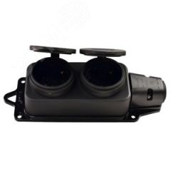 Розетка наруж.двойная с загл. 2P+PE 1х16А 240В    (каучук) Lezard 106-0400-0110/110