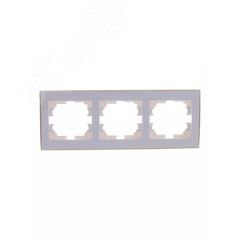 Рамка RAIN 3-ая горизонтальная белая с боковой вставкой золото Lezard 703-0226-148