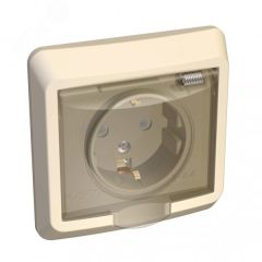 ЭТЮД Розетка скрытая с заземлением со шторками  бежевая брызгозащищенная IP44 SE (Systeme) PC16-044K